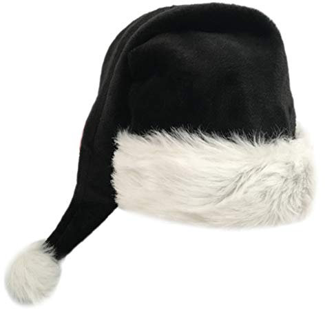RROVE 75cm schwarzer Plüsch Weihnachtshut Weihnachtskostüm Pompon Weihnachtsmann Mütze