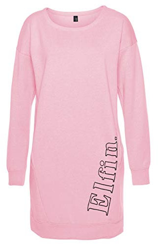 DOTIN T-Shirt Robe Longue Femme Manches Longes Col Rond Chemises Élégante Léger, Rose, XL