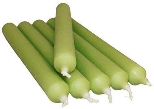 REQUISITE NEEDS Pack of 10 x Colourful Paraffin Wax Dinner Stick Candles (Olive Green)