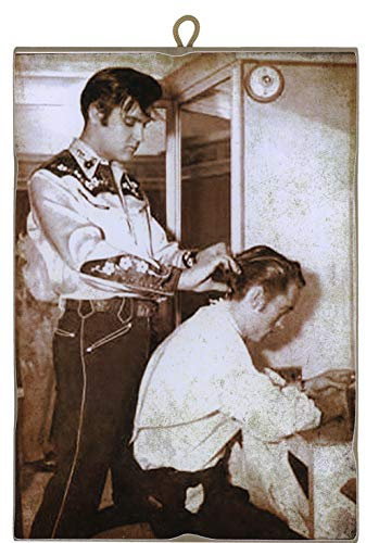 KUSTOM ART Bild im Vintage-Stil Elvis Presley Haarschnitt aus der Kollektion Laserdruck auf Holz, hochwertig, Geschenkidee