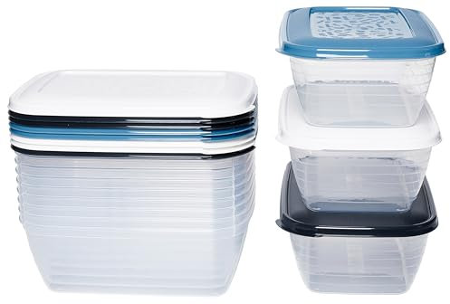 Kigima Gefrierdosen 12x1,2L rechteckig Bunt – Elegante Vorratsdosen mit Deckel luftdicht – Transparente Frischhaltedosen mit Deckel – Aufbewahrungsbox Küche für Mealprep & Organisation – Made in EU