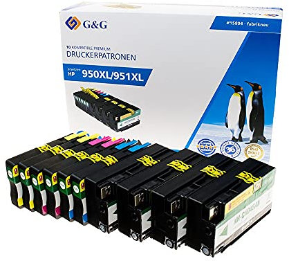 G&G Druckerpatronen 10 er Set kompatibel mit HP 950XL / 951XL 4X BK + je 2X C, M, Y (10er Pack)
