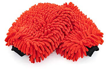 The Rag Company Hochwertige Chenille-Mikrofaser-Waschhandschuhe – perfekt für Autowäsche und Detaillierung; Kratzfest, fusselfrei, doppelseitig, plüschig und saugfähig; Rot (2er-Pack)