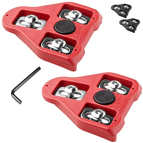 Kompatibel mit Peloton Look Delta (9 Grad) Fahrrad-Stollen – Indoor-Rad- und Rennrad-Stollen-Set, kompatibel mit Peloton-Indoor-Bikes, Pedalen und Schuhen, Clipless Spinn- und Fahrradschuhe (rot)