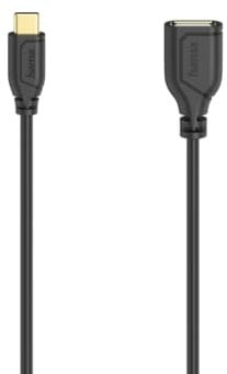 Hama USB C Kabel - OTG (USB 2.0, 480Mbit/s, vergoldet, schmaler Stecker, 0,15m) schwarz