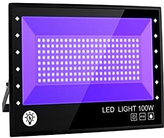 BOSITE LED Schwarzlicht Strahler, 100W UV Party Scheinwerfer, Blacklight Mit Kabel Fluter IP66 Wasserdicht Lampe für Halloween Aquarium Konzert Party, Bar, Neonfarben
