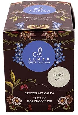 Almar Cioccolata Calda Monoporzione, Bustine Preparato Cioccolata Calda, Cioccolata Calda Senza Glutine, Conservanti, 100% Made in Italy, 15 Buste da 30 grammi - 17 GUSTI - BIANCA