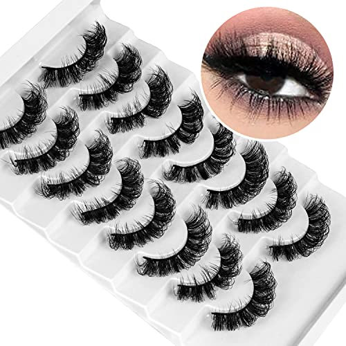 Faux Cils 8 Paires- 8D Faux Cils Naturel à la Main Ultra-Minces Cils Professionnel Cils Noir Réutilisables (QZ-04)