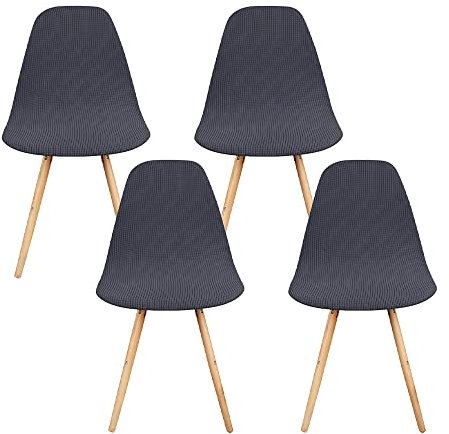 Schalenstuhl Bezug,Stuhlhussen 4er Set,Strech Jacquard Esszimmerstühle Stuhlbezug,Abnehmbare Waschbar Spannbezug,Universal Stuhlabdeckung für Wohnzimmer Hochzeit Büro Bankette Partys Deko (dunkelgrau)