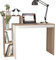 sogesfurniture Schreibtisch Computertisch Kleiner Arbeitstisch PC Laptop Tisch mit Ablagen als Bücherregal, Bewahrungsregal, 110 * 40 * 91cm, Teak&Weiß BHEU-SZKST-BD-TW