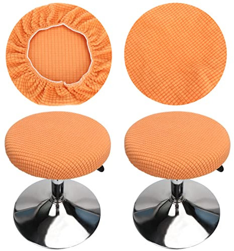 HuaLiSiJi Hockerbezug Rund 30-40cm, 2 Stück Schwarz, Weich, Langlebig, Rutschfest, Elastisch, Für Runde Oder Quadratische Hocker, Waschbar, Pflegeleicht, Modern, Casual, Indoor Und Outdoor Verwendung