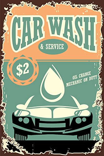 Generisch Blechschild 20x30 Vintage Schild Car Wash Auto Waschanlage Werbung