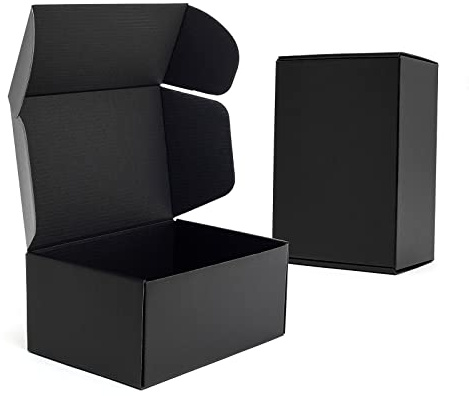 TTimirog 22.9x15.2 cm, schwarze Versandkartons 25 Stück – Wellpappe-Versandkarton für kleine Unternehmen, Tab-Verriegelung Literatur-Versandtaschen zum Verpacken von Verdauungsgröße, Handwerk, DVD