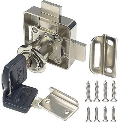 Doppeltür-Schrankschloss mit doppeltem Riegel, linke Türmontage, passend für 1,9 cm bis 2,2 cm dicke Paneele (1 Stück)