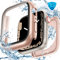 HWeggo Funda para Apple Watch Series 8/7 40mm/41mm/44mm/45mm Funda Protector de Pantalla Vidrio Templado, Cobertura Completa Claridad Dura Iwatch Estuche (Oro Rosa, 41mm)