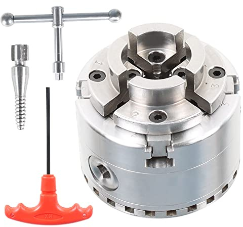 mitoharet Selbstzentrierendes Drehfutter mit 4 Backen, 2,75 Zoll, mit 2,5 cm x 8 TPI Gewinde für Drehmaschine, Mini-Fräsen, CNC-Maschine