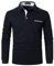 APAELEA Poloshirt Herren Langarm Streifen T-Shirt Baumwolle Casual Polohemd für Männer,Marine,M