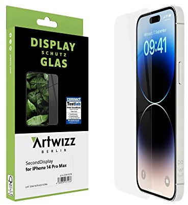 Artwizz SecondDisplay Schutzglas kompatibel für iPhone 14 Pro Max - HD Displayschutz aus Sicherheitsglas, 9H Härte