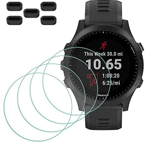 MTHGH Protettiva Pellicola compatibile con Garmin Forerunner 945 Smartwatch Protezione Schermo[4 pezzi] + tappi anti-polvere 5 pezzi, durezza 9H antigraffio senza bolle di protezione