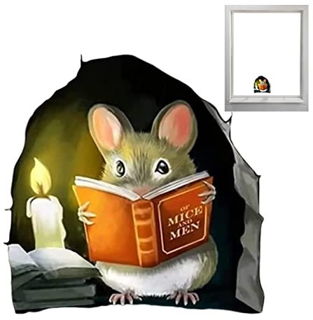WEITING Mausloch Wandtattoo, Interessantes Mausloch Wandtattoo Maus in einem Loch, Maus-Lesebuch im Wandaufkleber Wandbild Home Decal Animal für Home Wall Decor