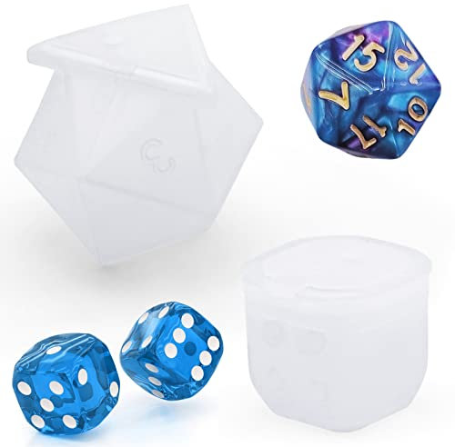 inheming 2 Stück Würfelform Epoxidharz,Spielwürfel Epoxidform,Würfel Form Silikon,Würfel Digital Game Silikonform Gießform,Dice Mold Epoxy Resin