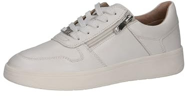 CAPRICE Damen Sneaker flach aus Leder mit Reißverschluss, Weiß (White Softnap.), 37 EU