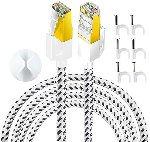 HuLuWa Cable Ethernet Cat7 3 metros, 10Gbps, conector RJ45 chapado en oro, compatible con dispositivos inteligentes, flexible y duradero, ideal para hogar y oficina, más rápido que Cat5/Cat5e/Cat6