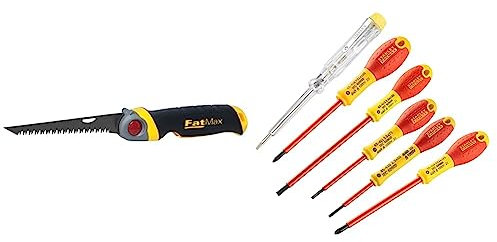 STANLEY FATMAX Scie pour Usage Général - Découpe du Plâtre - 8 Dents/Pouce - Denture Triple Biseaux & FatMax 0-65-443 Jeu De 6 Tournevis Isolés 1000V - Gamme FatMax - Fabriqué En France