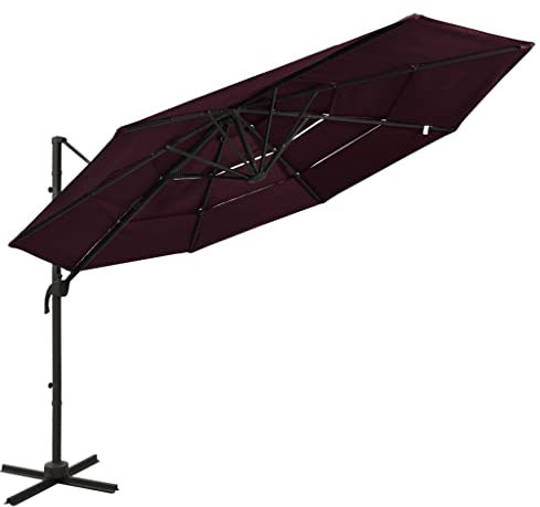 Higsose Sonnenschirm 300x300 cm Sonnen Schirm Groß Patio Umbrella Terrace Umbrella Sun Umbrella Sonnenschirm Balkon Windfest Stabil Sungarden SonnenschirmhüLle Strandschirm Rot