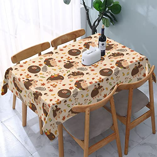Tischdecke, niedlicher Igel und Pilz, rechteckige Tischdecke, wasserdicht, auslaufsicher, rechteckige Tischdecke für Küche, Esszimmer