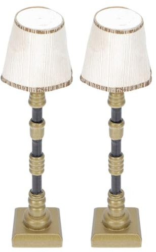 Kichvoe 2 Stück Puppenhaus-Stehlampe Mini-Hausmöbel Mikro-Landschaftsmodell Mini-Led-Stehlampe Mini-Licht Modell Puppenhaus Miniaturlampe Dekor Nachttischlampen Exquisite