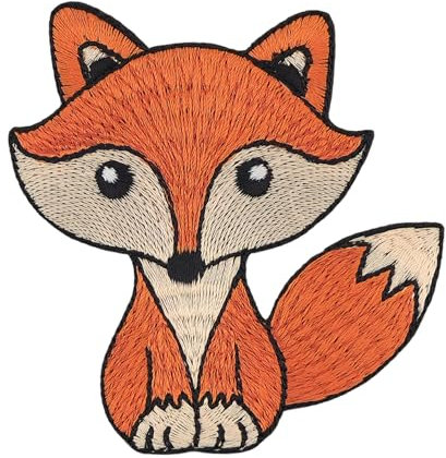 Fuchs Orange Aufnäher zum aufbügeln oder aufnähen Bügelbild Bügelpatch Kinder Aufbügler für Kleidung Bügelflicken Tier Patch Applikation Flicken Größe 7,5 x 7,7 cm
