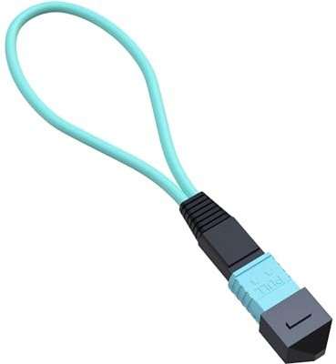 VANDESAIL Cable de prueba OM3 multimodo MPO a MPO de fibra óptica, cable de probador de bucle MTP/MPO de 12 fibras, conector hembra 50/125 tipo B MPO, ideal para pruebas de enlace de red de alta