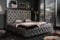 Riess Ambiente Design Doppelbett Paris 160x200cm grau Olive Samt Chesterfield Polsterbett