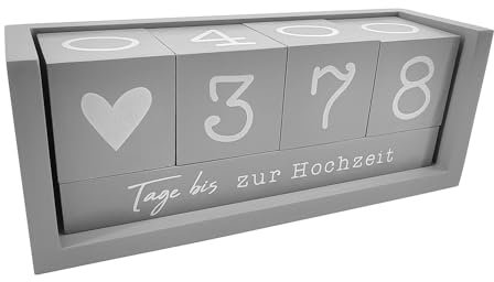Close Up Jahres Countdown Kalender, nachhaltiger Holz-Tischkalender, Dauerkalender, Tagezähler grau, 100% Holz (MDF), in Fenster-Box