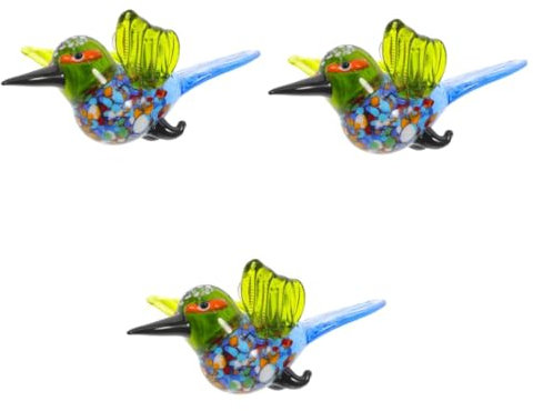 LIFKOME 3 Piezas Adorno de colibrí de Cristal pequeña manualidad de colibrí decoración de Mesa Modelo Animal Ornamento colibrí de Cristal de simulación Adornos de Colibri Escritorio Vidrio