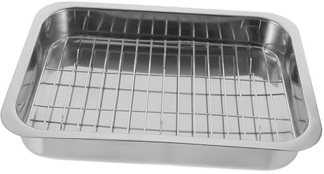 IMIKEYA Metal Ovenware Tray Rack Rectangular Baking Pan Kit Stacking Oven Trays Racks for Home Restaurant Use