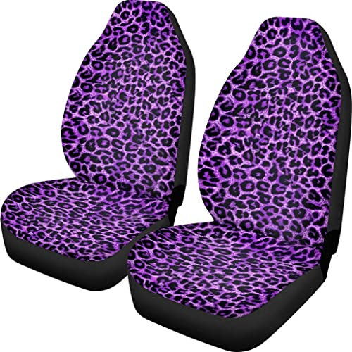 djfhwvjxt Lila Leopard Auto Zubehör Sitzbezug für Auto Vordersitzschoner Auto Schalensitz Satteldecke 2er Set, CarSCover6