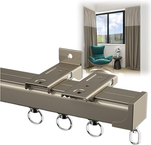 Gardinenschiene aus Aluminium Vorhangschienen, Kommerzielle Vorhangschienen aus Metall, 1-läufig für Schiebevorhänge, Vorhangschienen Set, Gardinenstangen Innenlauf, Dusch-Deckenschienen-Set (Color :