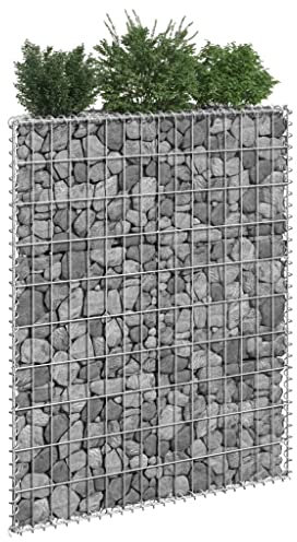 Baziroo Jardinière surélevée en gabion en acier galvanisé - 80 x 20 x 100 cm - Argenté - Jardinière surélevée - Remplissage de fleurs - Jardinière de jardin - Panier en pierre - Gabion - Bac à plantes