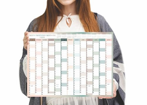 A3 Wall Planner Mid Year 2024-2025 Academic Calendar Annual Study Chart Large Yearly Planner Aug to Aug Full Academic Year Planning Organizer School Office Work Poster 29.7 x 42.0 cm(Folded)(1Pc)