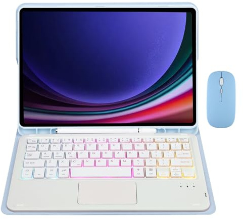 GUPENAA Tastatur Hülle für Samsung Galaxy Tab A8 10.5'' 2022 (SM-X200/X205/X207) mit Touchpad, 7-Farbige Beleuchtung, Magnetische Abnehmbare Kabellose Bluetooth-Tastatur mit Maus,Blau