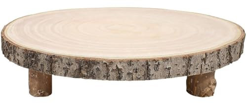 Support À Gâteau en Bois avec Pieds, Plateau De Présentation Rond, Chandelier Rustique en Bois pour Centre De Table
