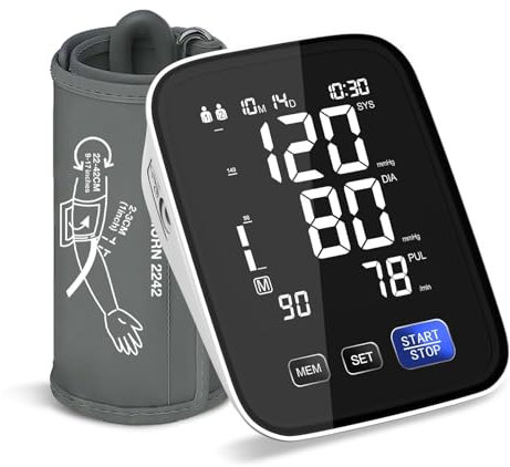 Accurate Blood Pressure Monitors MHRA & CE Approved UK with Large LCD, XL 360° Adjustable Cuff (22-42 CM), Dual Power, Portable Automatic for Home Use - Accurate BP Medical Monitor