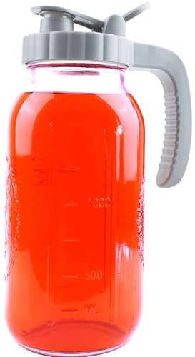 64 Oz Mason Jar Pitcher With Lid Wide Mouth Half Gallon Glass Pitcher 2 Quart Cold Hot Water Pitcher For Coffee,Lemonade, Iced Tea,Homemade Drinks,Milk,Juice Storage Container For Refrigerator