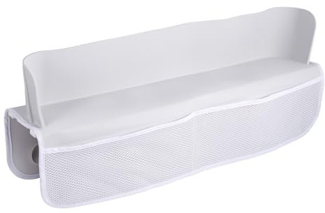 Bathtub Toy Shelf Splash Guard, Splash Protection Play Toy Holder Storage Tray with 4 Mesh Pocket Bag & 8 Suction Cup Super Adsorption, Bath Tub Topper Shelf Organizer for Children Baby Toddler