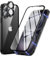 MIMGOAL Hülle für iPhone 16 Hülle,Magnetische Adsorption Metallrahmen 360 Grad Full Body Handyhülle Vorne hinten Gehärtetes Glas Schutzhülle Einteiliges Ultra Dünn Flip Transparente Cover, Schwarz