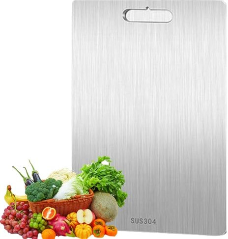 Tabla de Cortar de Titanio para Cocina - Doble Cara, Grado Alimenticio, 100% Puro (Un Color, 30 x 46 cm)