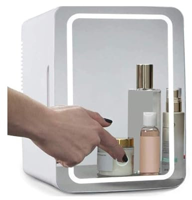 MNBVH Mini Fridge Portable Cosmetic Skincare Refrigerator 2 In 1 Makeup Mirror Skincare Fridge With LED Light 8 Liter For Makeup And Skin Care Home Bar Bedroom Office