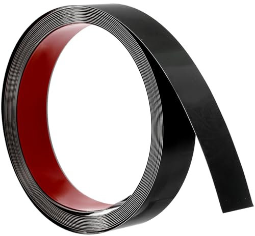 QUARKZMAN Baguette de Finition Murale, 16,4 Pieds x 1,18 Pouces en Acier Inoxydable, Bande de Finition Auto-Adhésive en Métal Miroir Métallisé, Noir